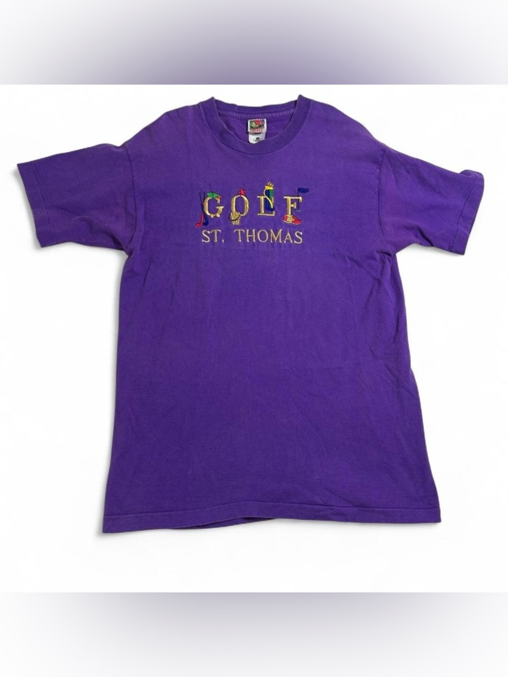 Vintage 90s Golf St Thomas Tee Purple Embroidered USA Size L
